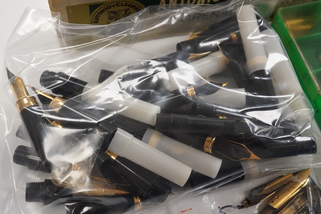 A large collection of fountain pen gold plated nibs / sections from various makers